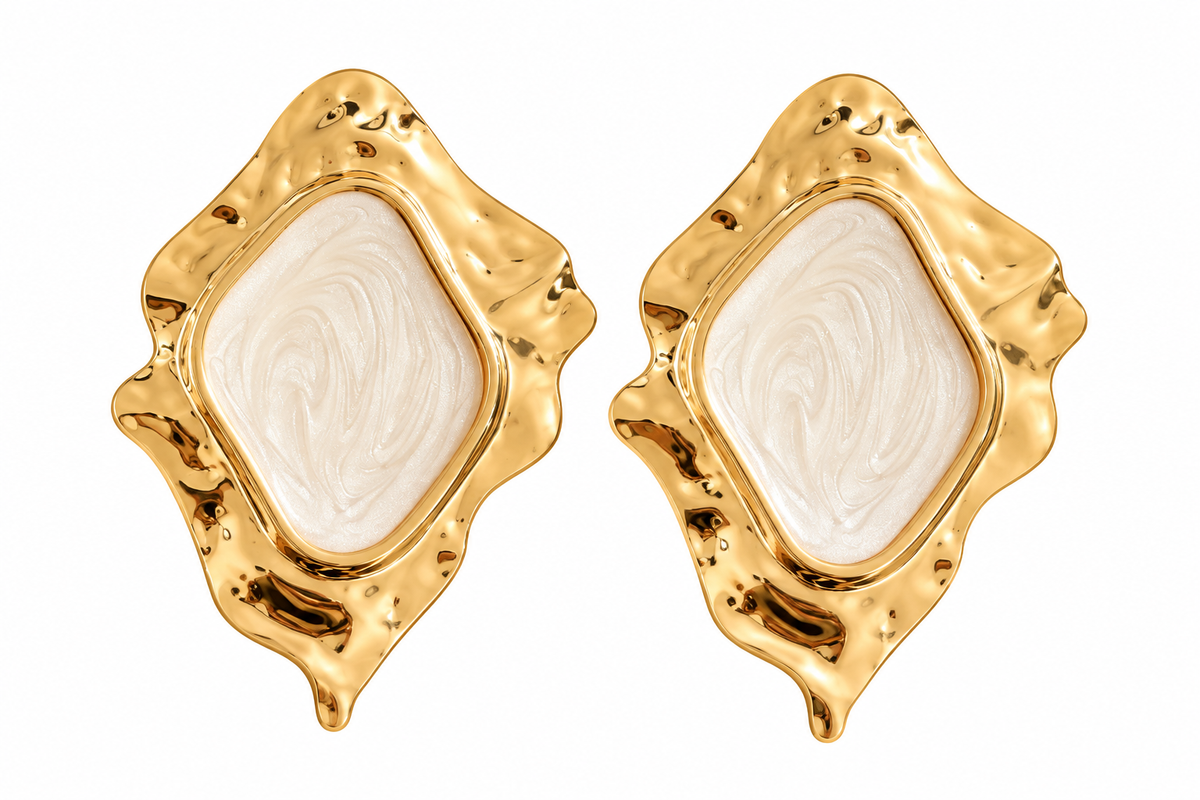 Molten Marble Leaf Earrings